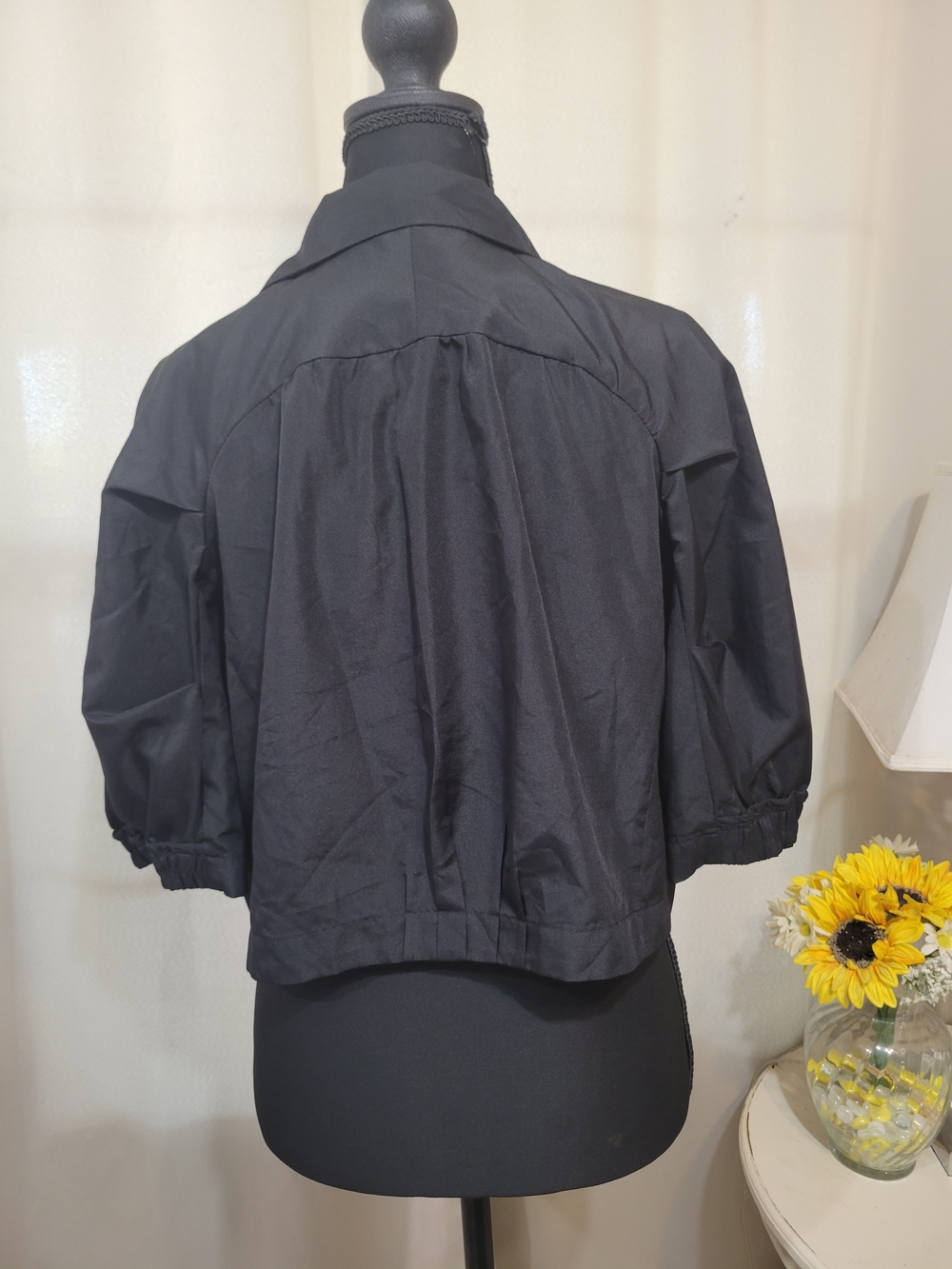Black Short-Sleeve Bomber Jacket - Women's - Picture 5 of 6